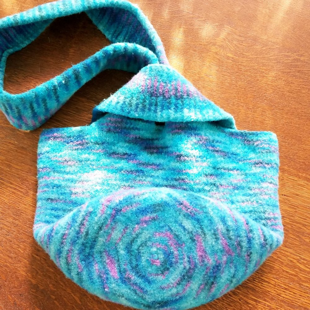 Hand Knit and Felted Turquoise Bag